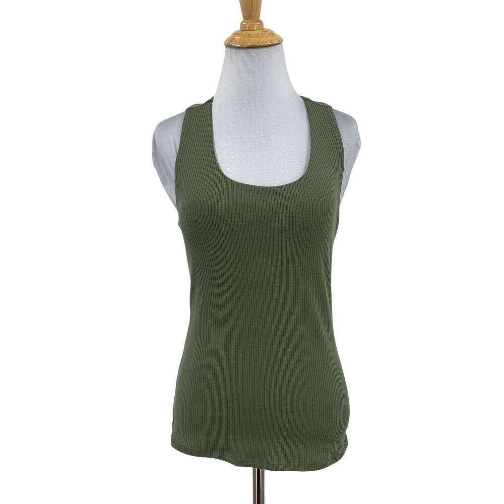 Bylt Tank Top Womens M Medium Ivy Ribbed Racerback Stretch Shelf Bra Active